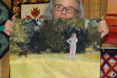 laurie-swims-pieced-based-on-a-photograph-she-took-of-sandi-z-and-her-dog-on-a-walk_14124493945_o