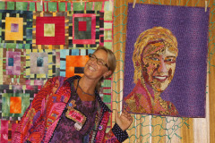 christina-belding-and-her-self-portrait-from-a-workshop-with-susan-carlson_10174589625_o